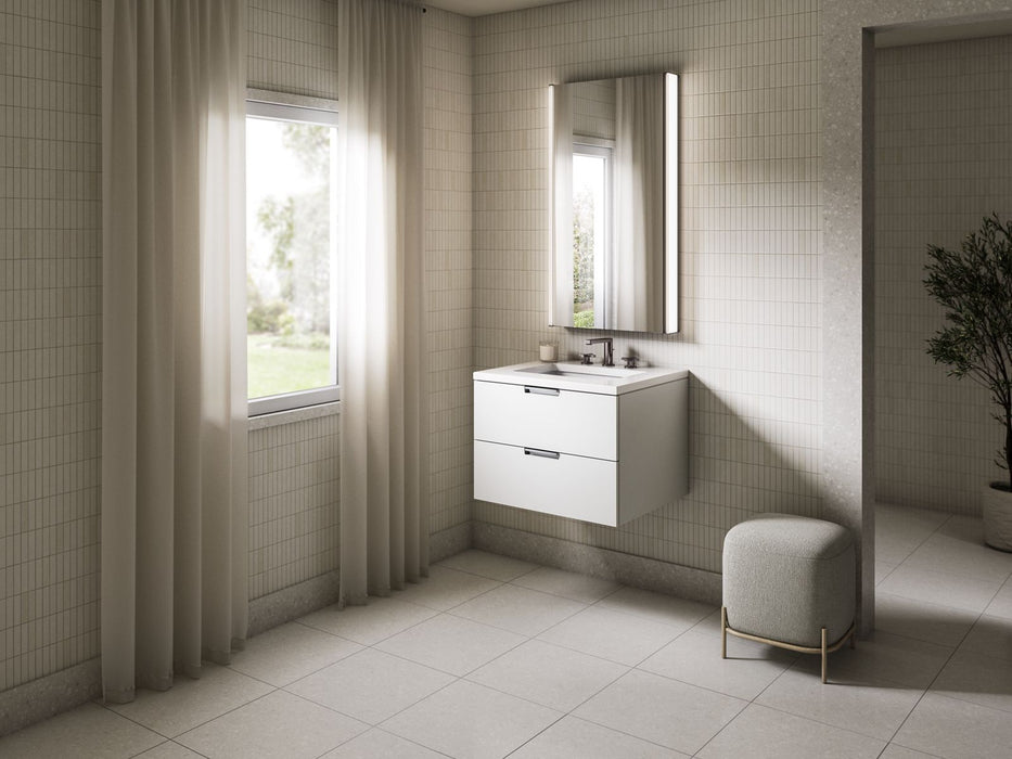 Kohler Maxstow 24" wall-hung bathroom vanity cabinet with sink and quartz top
