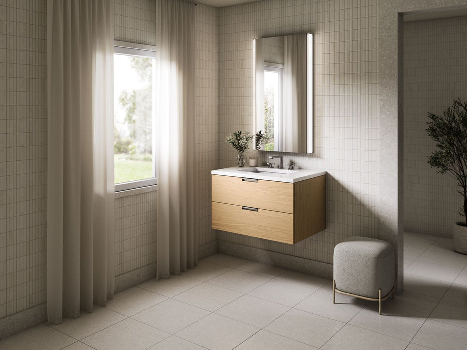 Kohler Maxstow 30" wall-hung bathroom vanity cabinet with sink and quartz top