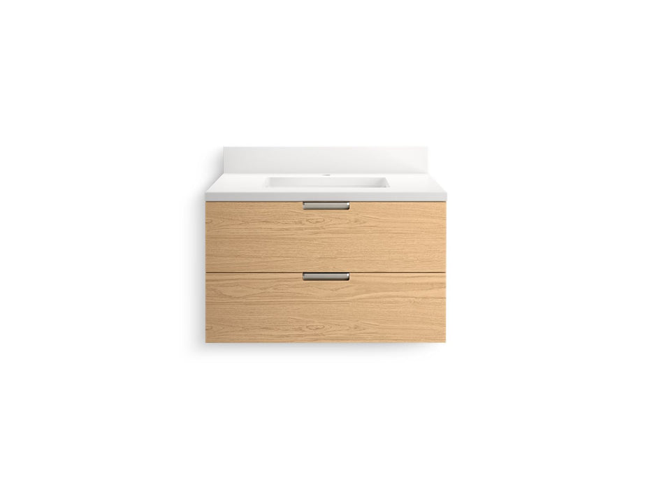 Kohler Maxstow 30" wall-hung bathroom vanity cabinet with sink and quartz top