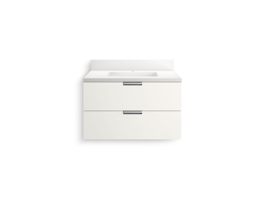 Kohler Maxstow 30" wall-hung bathroom vanity cabinet with sink and quartz top