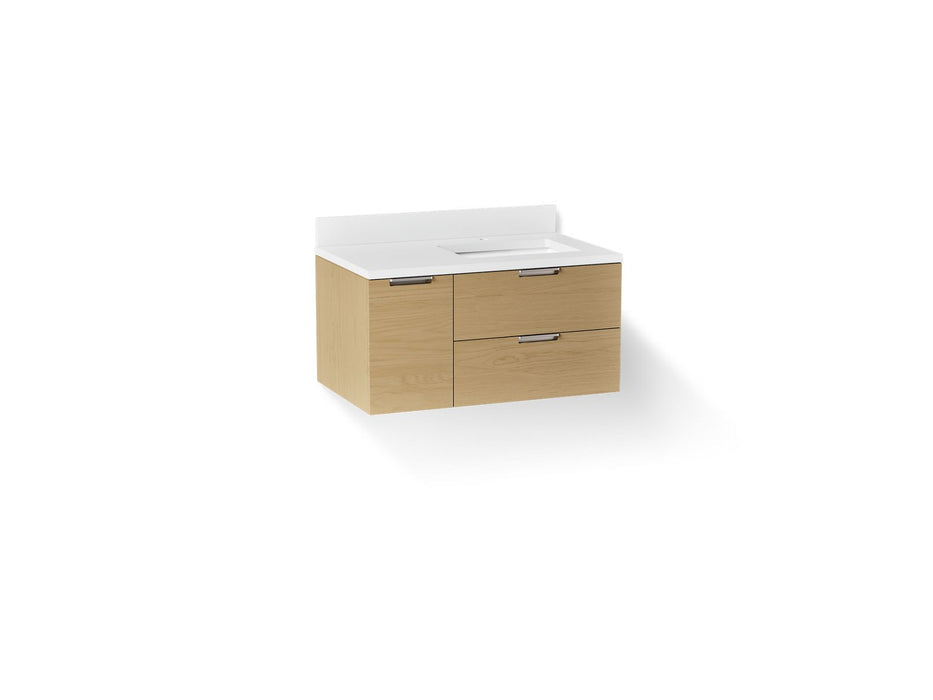 Kohler Maxstow 36" wall-hung bathroom vanity cabinet with sink and quartz top