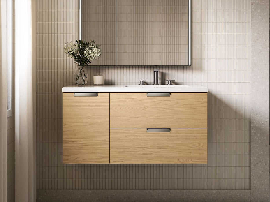 Kohler Maxstow 36" wall-hung bathroom vanity cabinet with sink and quartz top