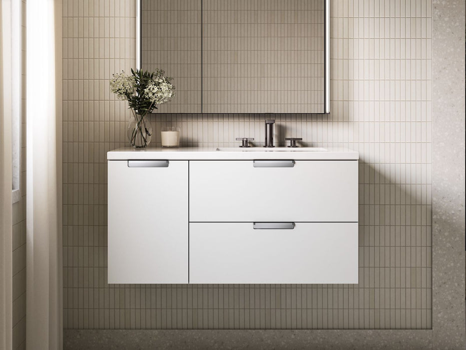 Kohler Maxstow 36" wall-hung bathroom vanity cabinet with sink and quartz top