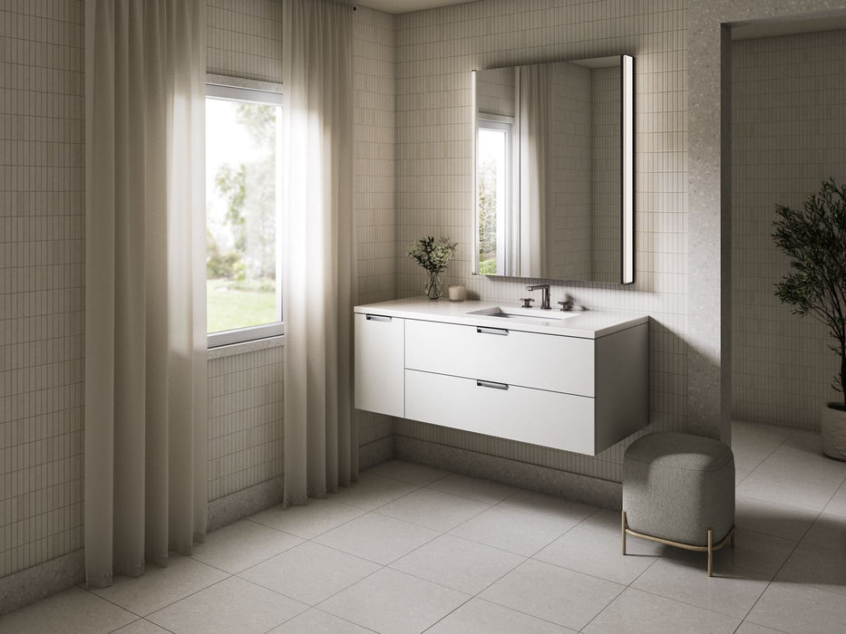 Kohler Maxstow 48" wall-hung bathroom vanity cabinet with sink and quartz top