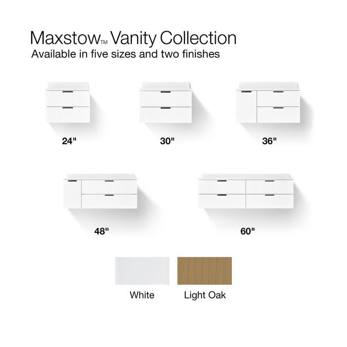 Kohler Maxstow 48" wall-hung bathroom vanity cabinet with sink and quartz top