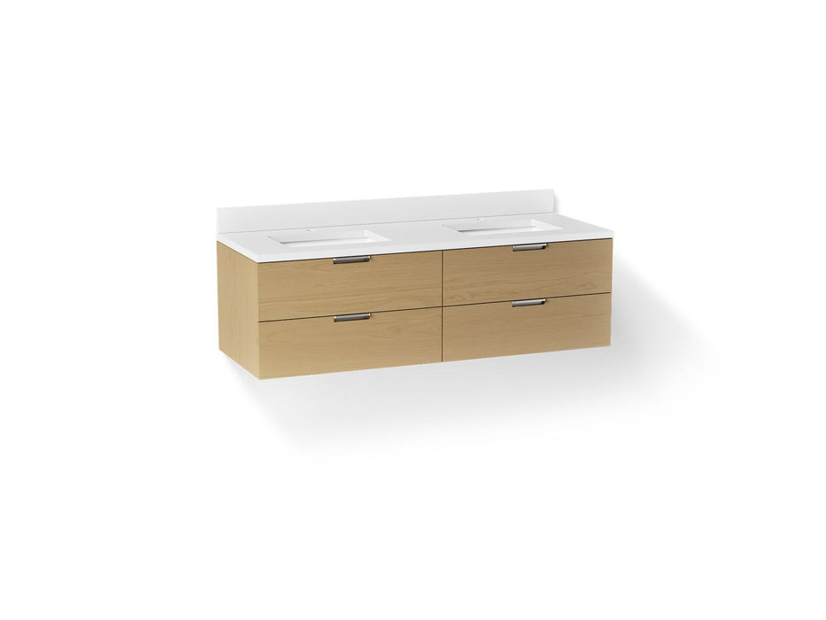 Kohler Maxstow 60" wall-hung bathroom vanity cabinet with sink and quartz top