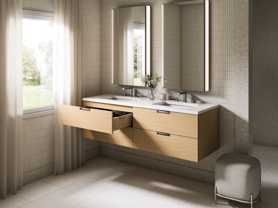 Kohler Maxstow 60" wall-hung bathroom vanity cabinet with sink and quartz top