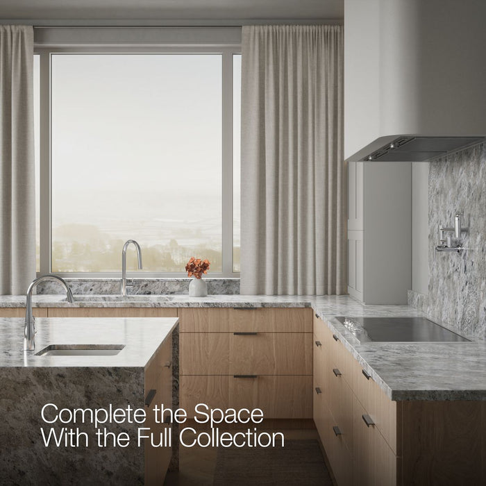 Up to 2 walls & multiple product categories visible, 1-point perspective