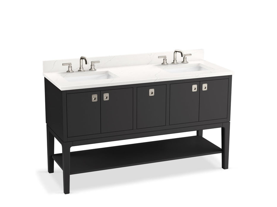 Kohler Seagrove by Studio McGee 60" bathroom vanity cabinet with sinks and quartz top