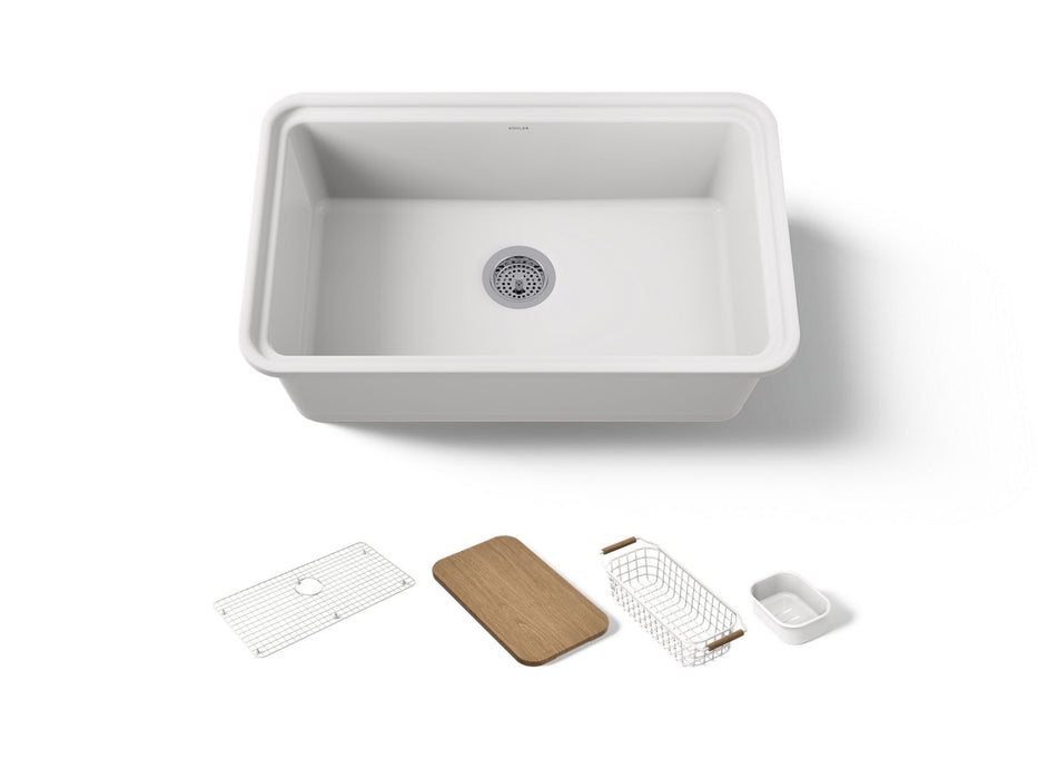 KOHLER K-36255-PC Audrine 30" undermount single-bowl workstation kitchen sink