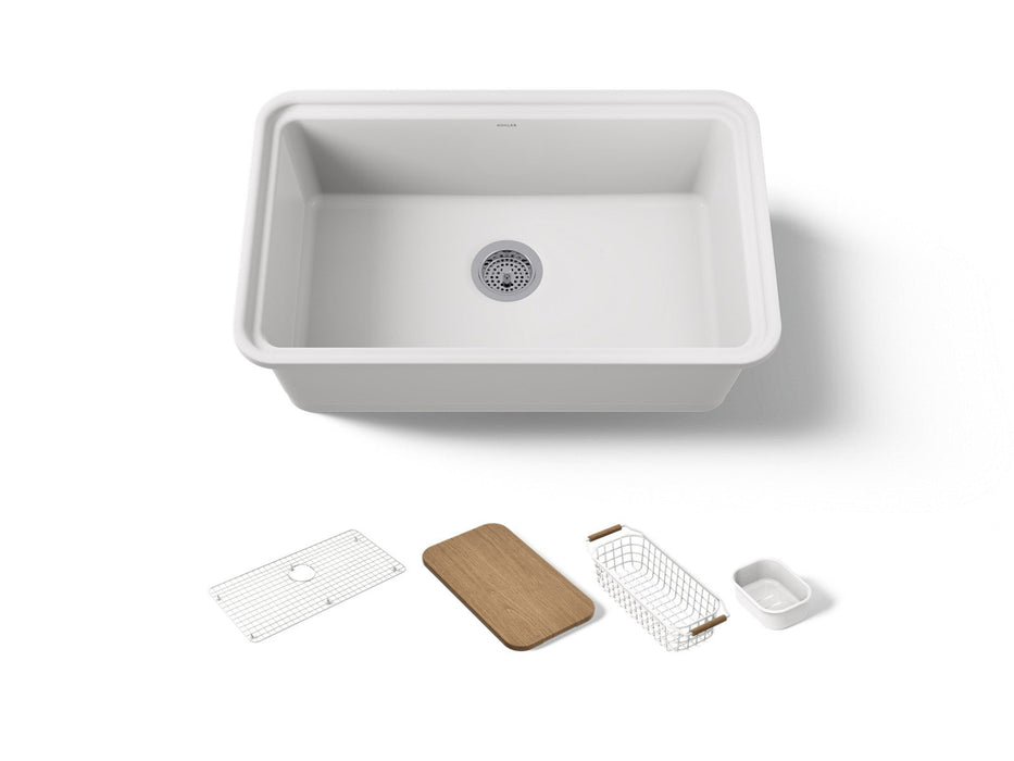 KOHLER K-36255-PC Audrine 30" undermount single-bowl workstation kitchen sink