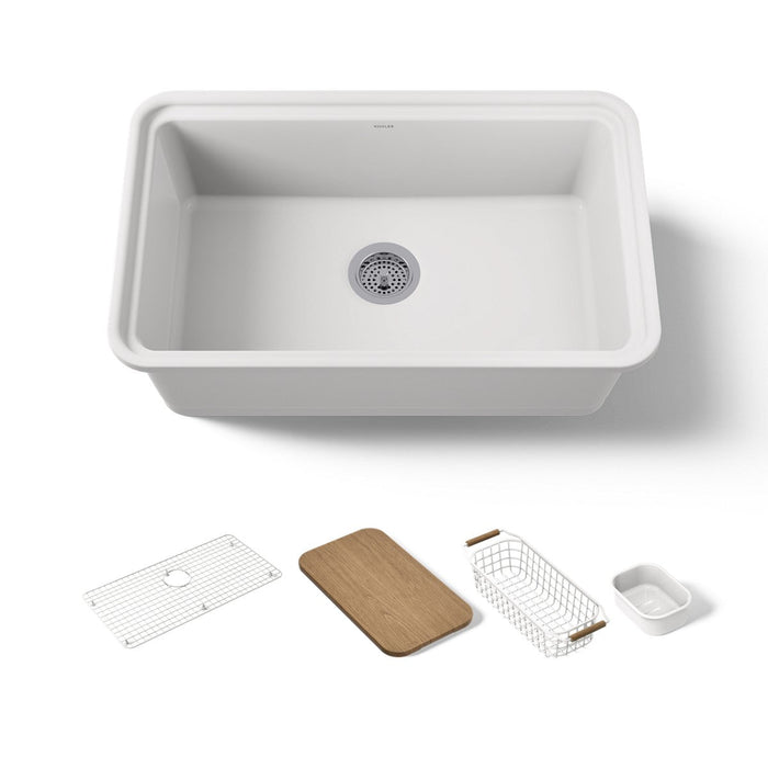 KOHLER K-36255-PC Audrine 30" undermount single-bowl workstation kitchen sink