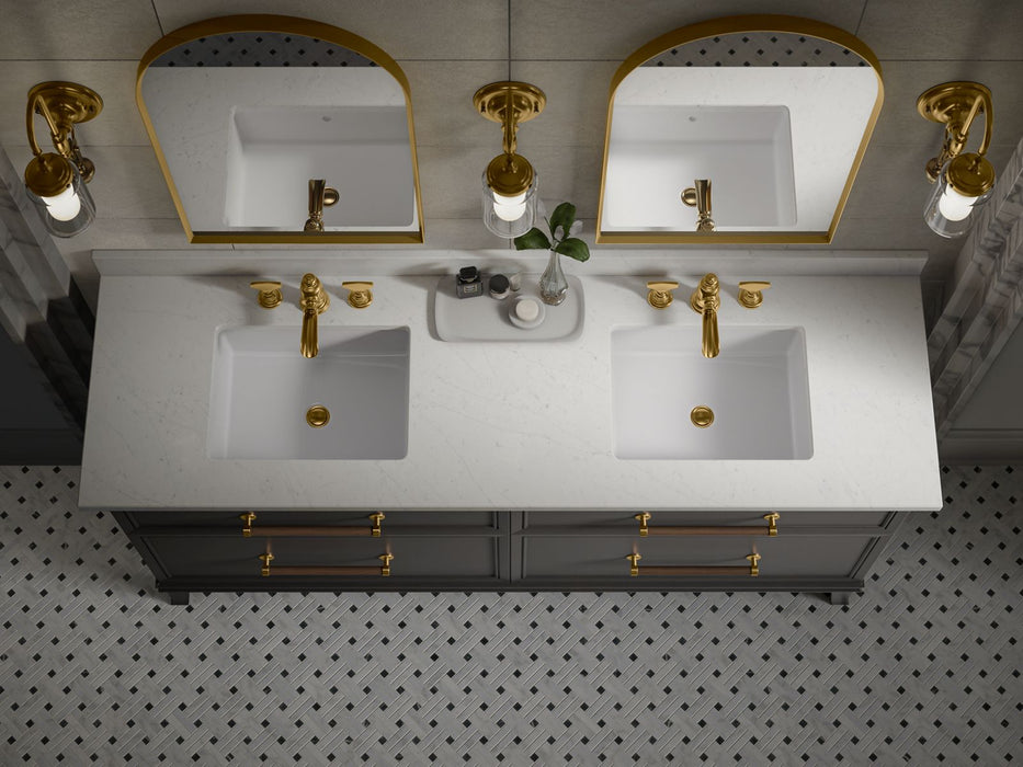 Kohler Silestone 73" quartz vanity top with two rectangular cutouts