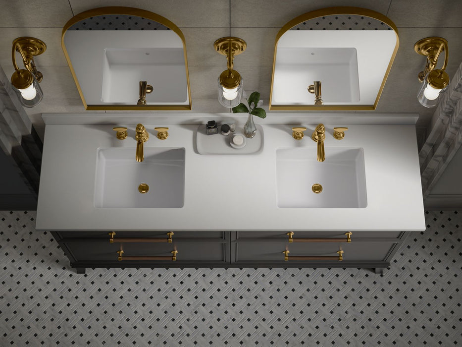Kohler Silestone 73" quartz vanity top with two rectangular cutouts