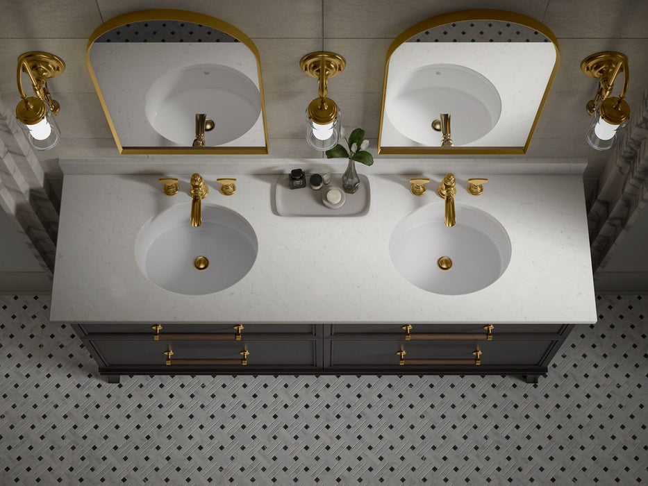 KOHLER K-36574 Silestone 73" quartz vanity top with two oval cutouts