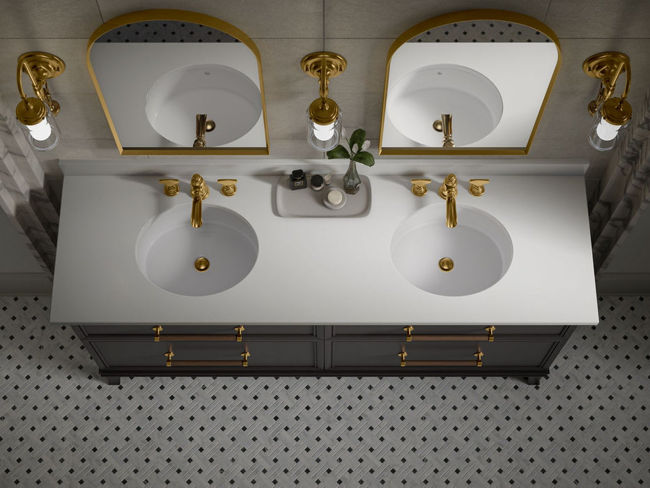 KOHLER K-36574 Silestone 73" quartz vanity top with two oval cutouts