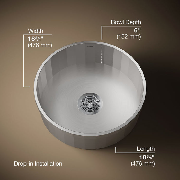 KOHLER Brinx 18-3/4" top-mount single-bowl bar sink