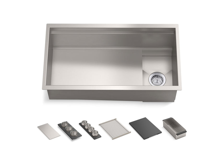 KOHLER K-37908-PAP Synthos 33-3/4" Undermount Single-bowl Workstation Kitchen Sink