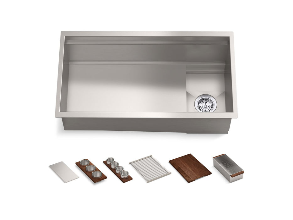 KOHLER K-37908-WAL Synthos 33-3/4" Undermount Single-bowl Workstation Kitchen Sink