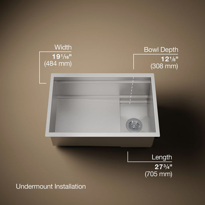 3/4 view of product with dimensions
