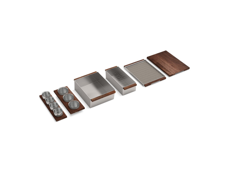 KOHLER K-37912-WAL Synthos Six-piece workstation sink accessory set