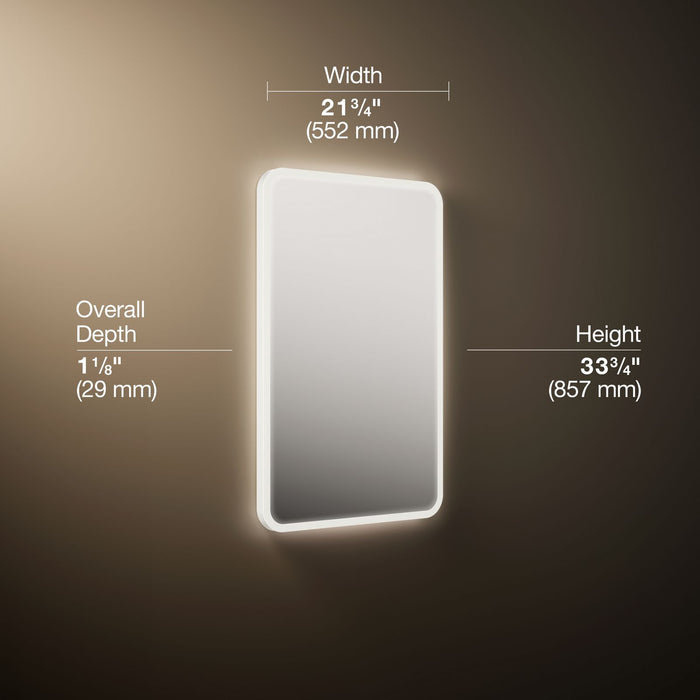 KOHLER K-38023 Essential 22" x 34" rectangular lighted mirror