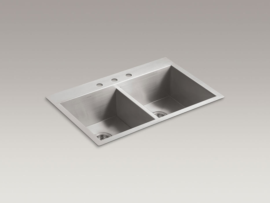 KOHLER K-3820-3 Vault 33" top-/undermount double-bowl kitchen sink