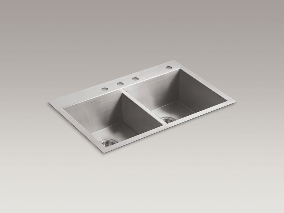 KOHLER K-3820-4 Vault 33" top-/undermount double-bowl kitchen sink