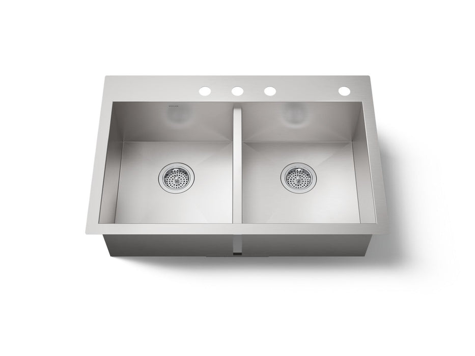 KOHLER K-3820-4 Vault 33" top-/undermount double-bowl kitchen sink