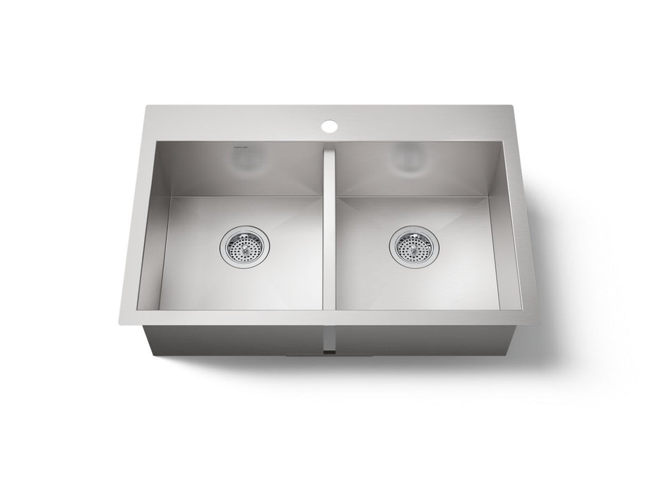 KOHLER K-3820-1 Vault 33" top-/undermount double-bowl kitchen sink