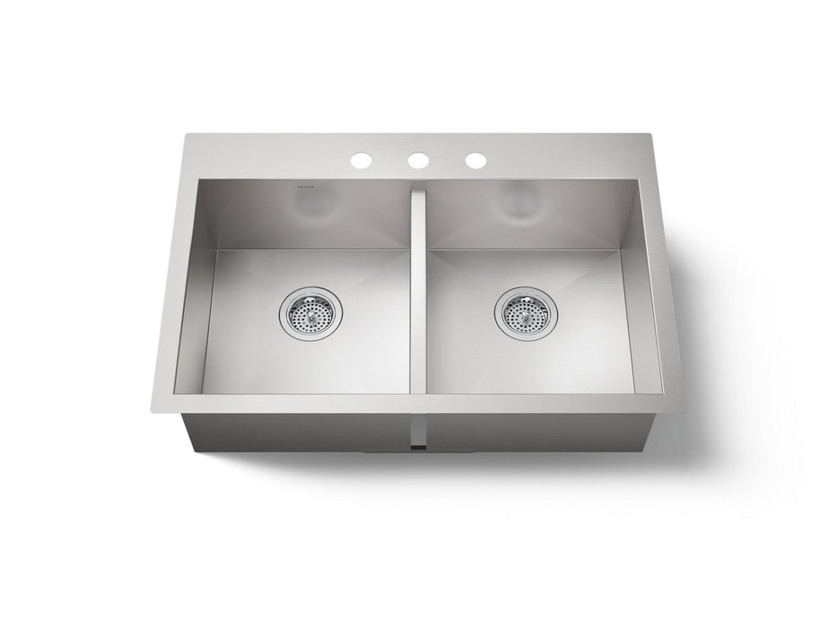 KOHLER K-3820-3 Vault 33" top-/undermount double-bowl kitchen sink