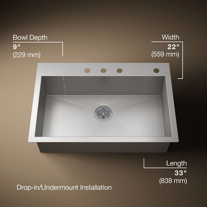 Kohler Vault 33" top-/undermount single-bowl kitchen sink