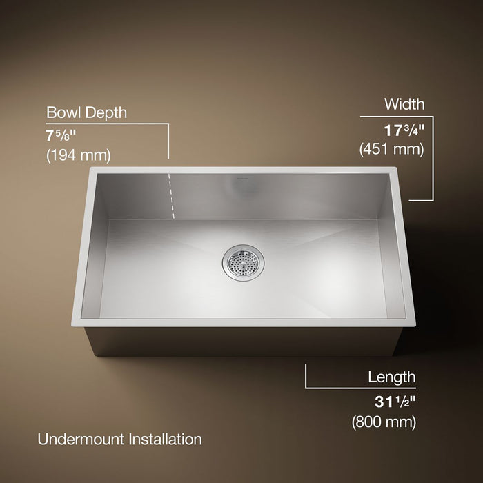 KOHLER Vault 32" undermount single-bowl large kitchen sink