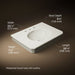 3/4 view of product with dimensions