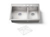 KOHLER K-3823-3 Vault 33" top-/undermount double-bowl kitchen sink, stainless steel