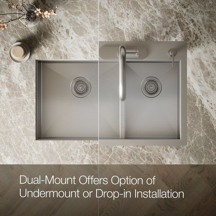 Kohler Vault 33" top-/undermount double-bowl kitchen sink
