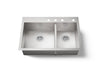 KOHLER K-3823-4 Vault 33" top-/undermount double-bowl kitchen sink
