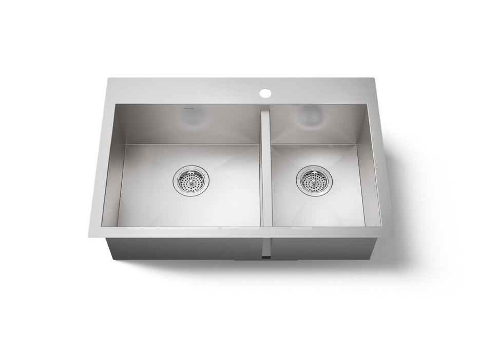 KOHLER K-3823-1 Vault 33" top-/undermount double-bowl kitchen sink