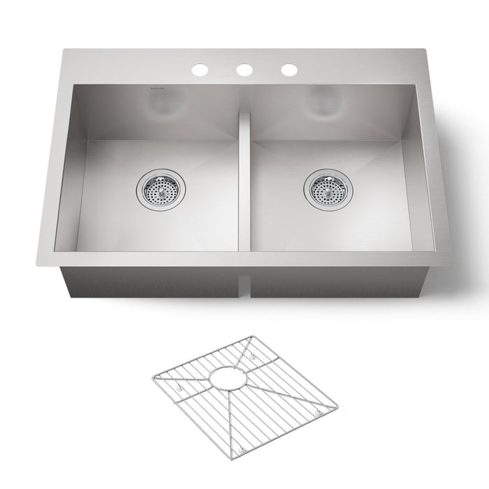 Kohler Vault Smart Divide 33" top-/undermount double-bowl kitchen sink