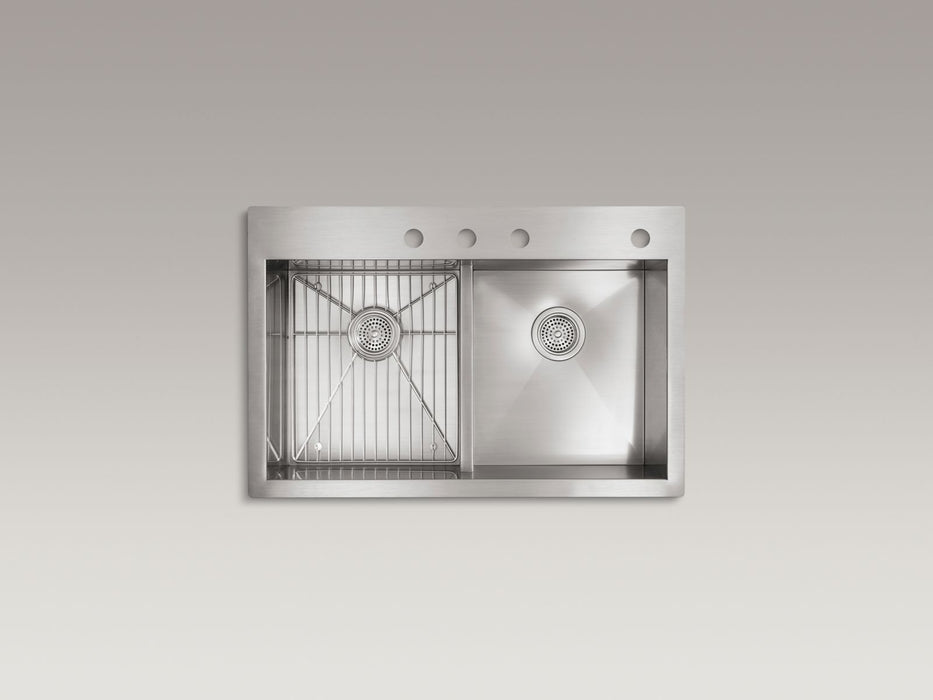 KOHLER K-3838-4 Vault Smart Divide 33" top-/undermount double-bowl kitchen sink