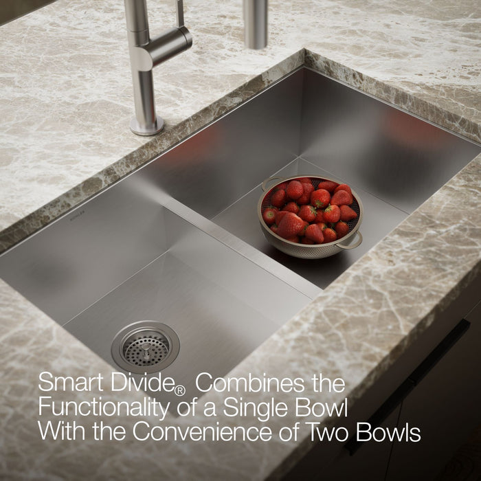 KOHLER K-3838-3 Vault Smart Divide 33" top-/undermount double-bowl kitchen sink