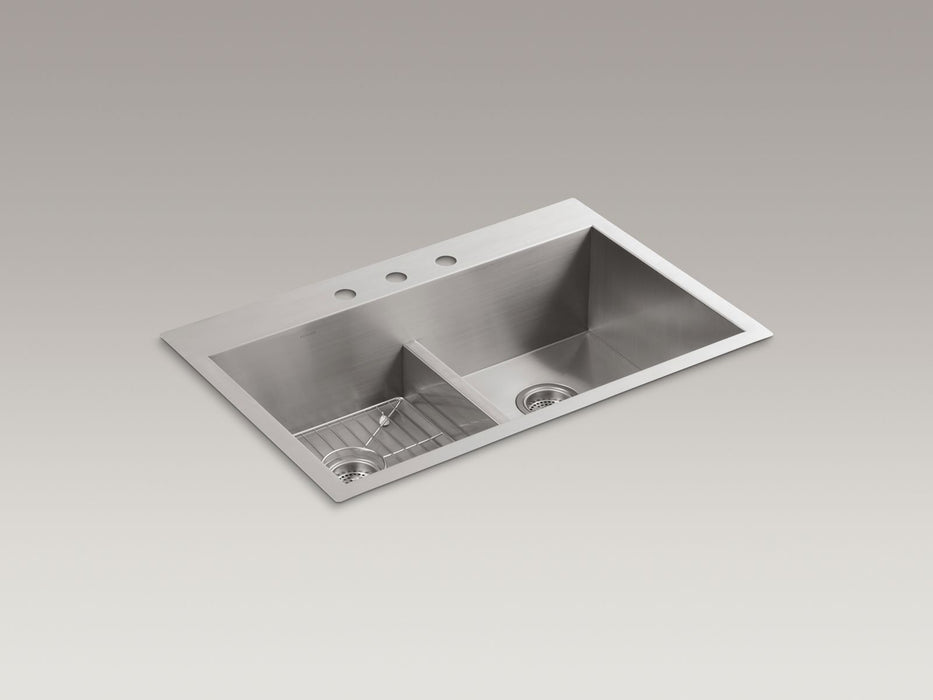 KOHLER K-3838-3 Vault Smart Divide 33" top-/undermount double-bowl kitchen sink