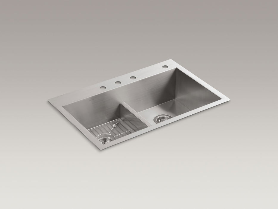 KOHLER K-3838-4 Vault Smart Divide 33" top-/undermount double-bowl kitchen sink
