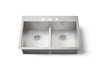 KOHLER K-3838-3 Vault Smart Divide 33" top-/undermount double-bowl kitchen sink