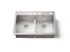 KOHLER K-3838-4 Vault Smart Divide 33" top-/undermount double-bowl kitchen sink