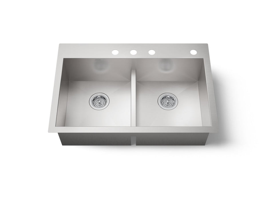 KOHLER K-3838-4 Vault Smart Divide 33" top-/undermount double-bowl kitchen sink