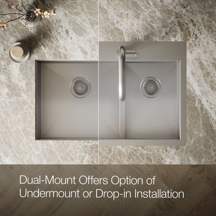 Kohler Vault Smart Divide 33" top-/undermount double-bowl kitchen sink
