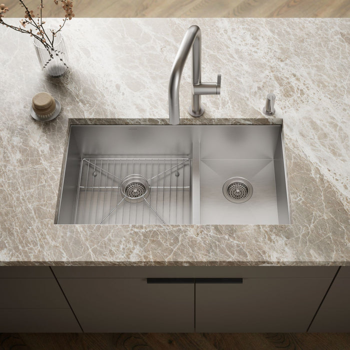 KOHLER K-3839-4 Vault Smart Divide 33" top-/undermount double-bowl kitchen sink
