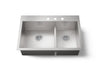 KOHLER K-3839-3 Vault Smart Divide 33" top-/undermount double-bowl kitchen sink