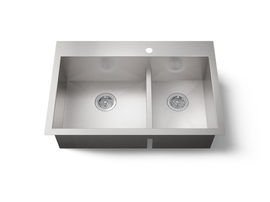 KOHLER K-3839-1 Vault Smart Divide 33" top-/undermount double-bowl kitchen sink